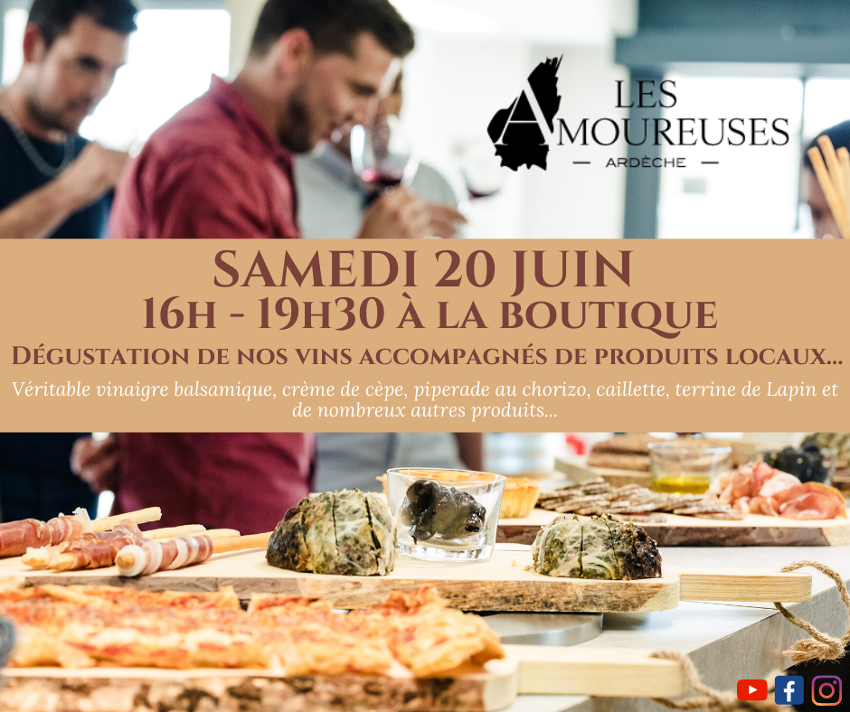 Dégustation de nos vins avec des produits 100% ardéchois